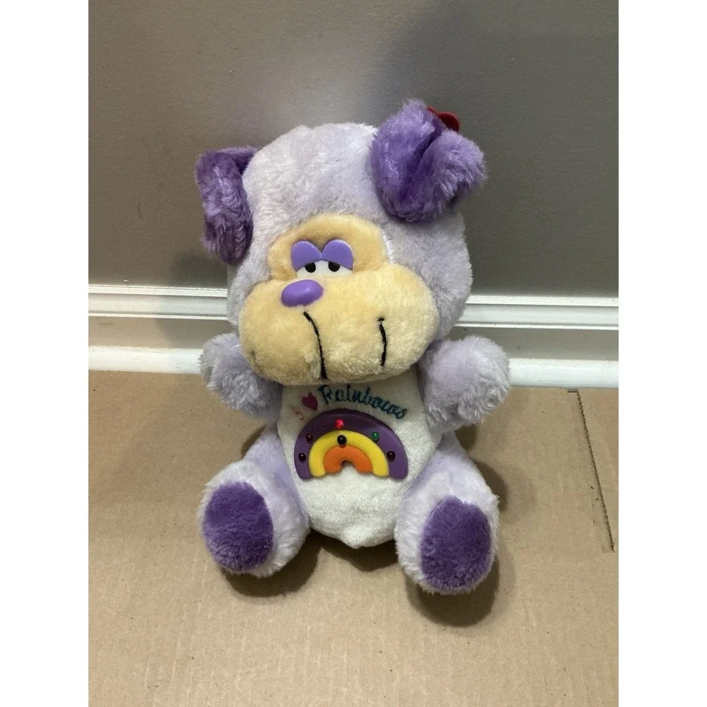 Vintage Musical Lite-Ups Plush Purple Dog Rainbow DanDee Working